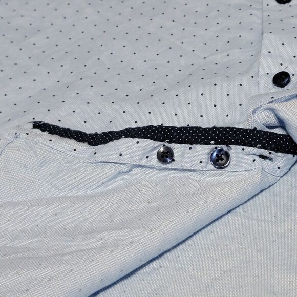 Denim And Flower Ricky Singh Shirt Mens Med Button Up Long Sleeve Blue Polka Dot - Picture 4 of 8